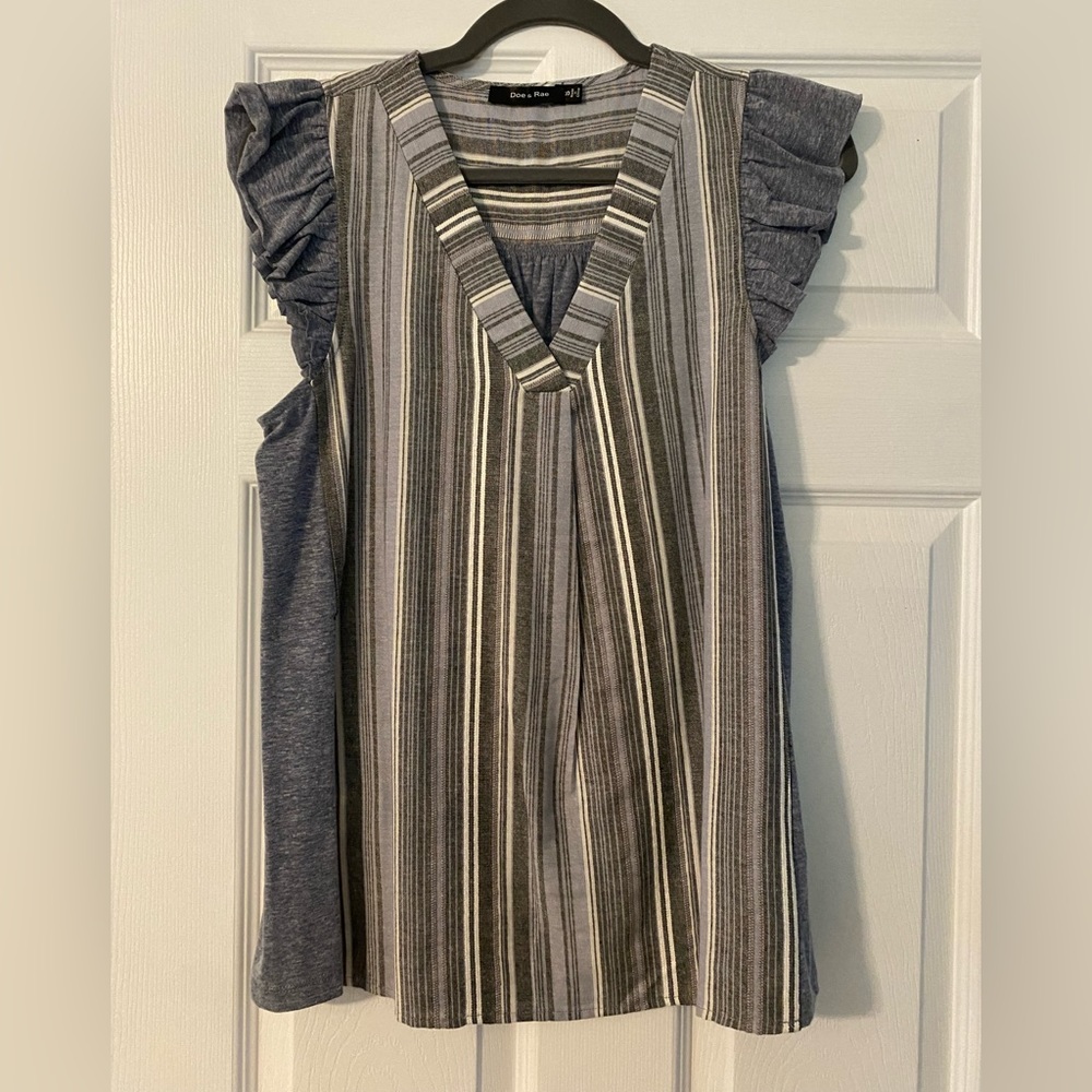 Blue and white top, size small